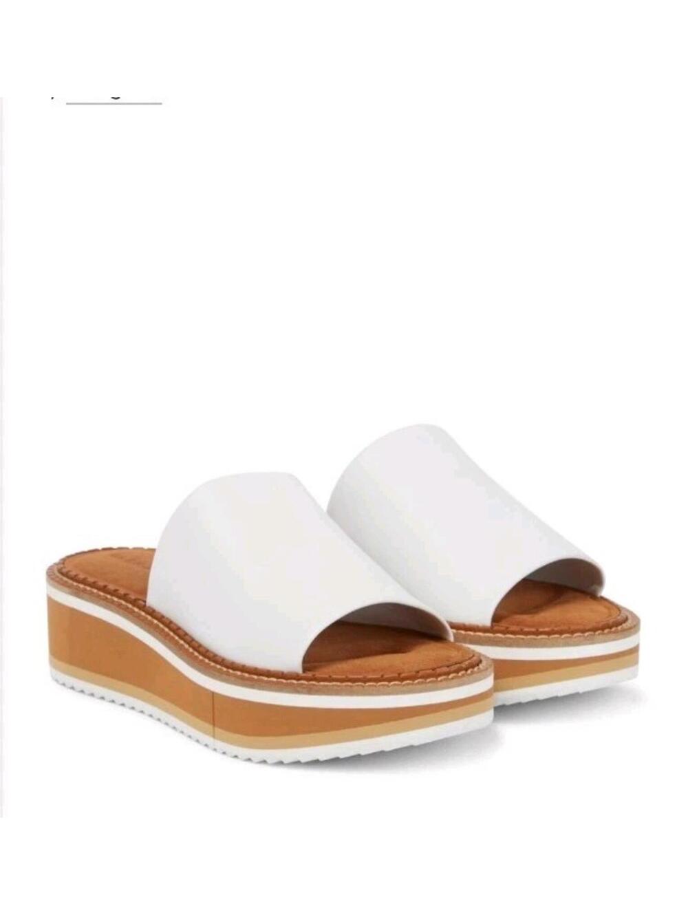 New! CLERGERIE Fast2 Sandals White Leather Platform Lambskin Slide Sz 37.5 / 7.5